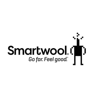 Smartwool logo in black with pixel character and slogan Go far. Feel good.