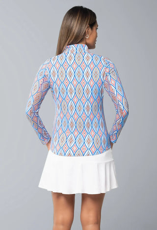 Ibkül - Romina Print Long Sleeve Mock Neck Top – 10931