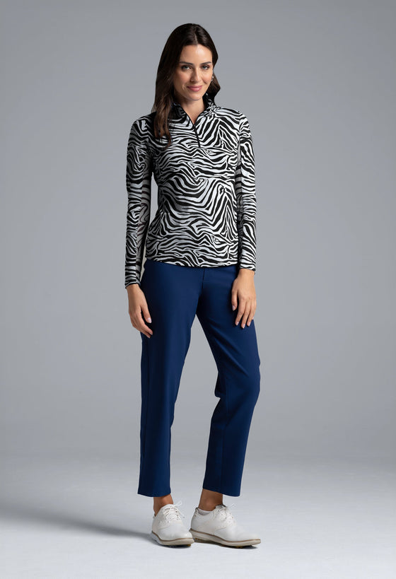 Ibkül - Cecilia Print Long Sleeve Mock Neck Top – 10932