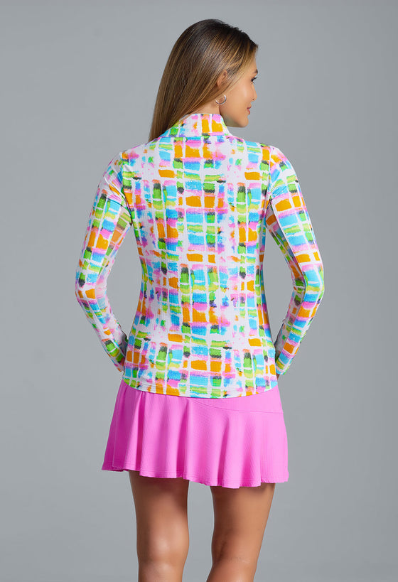 Ibkül - Tatiana Print Long Sleeve Mock Neck Top – 10937