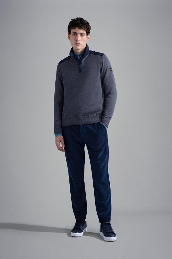 Paul & Shark - Col zip de laine avec appliqués de nylon - LE CAPITAINE D'A BORD