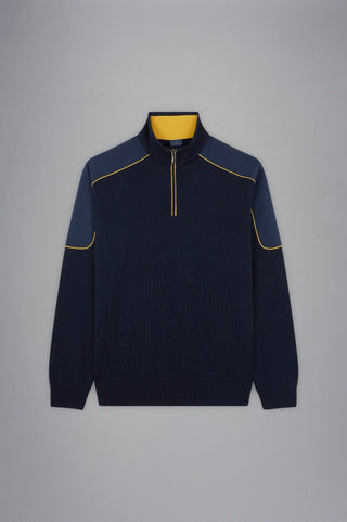 Paul & Shark - Chandail col zip de laine avec appliqués de nylon