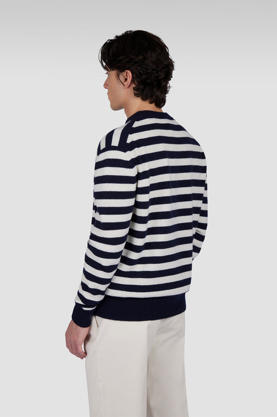 Paul & Shark - Chandail rayé col rond de laine Re-Wool