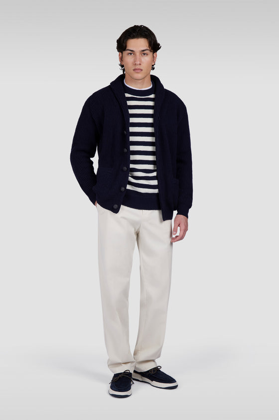 Paul & Shark - Chandail rayé col rond de laine Re-Wool