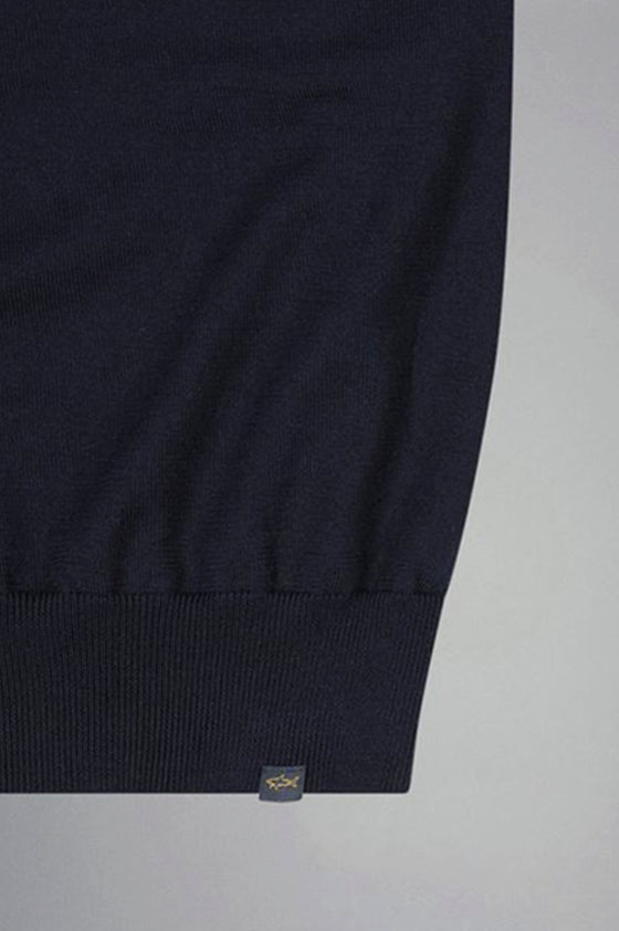 Paul & Shark - Chandail col zip de laine avec appliqués Loro Piana Rain System©