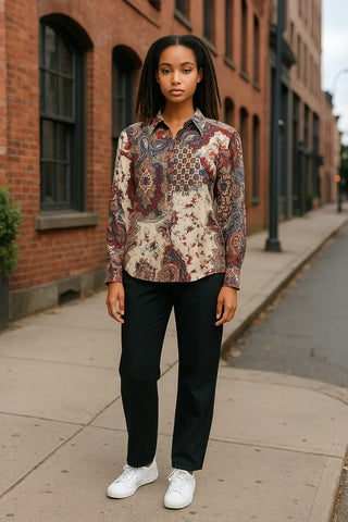 VLT's by Valentina's - 24-614 - Blouse à motif paisley manches longues de viscose