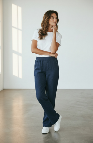 VLT's by Valentina's - 25-41M - Pantalon de lin avec taille élastique