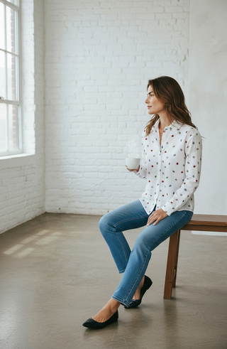 VLT's by Valentina's - 25-46 - Blouse imprimé coccinelles manches longues de coton