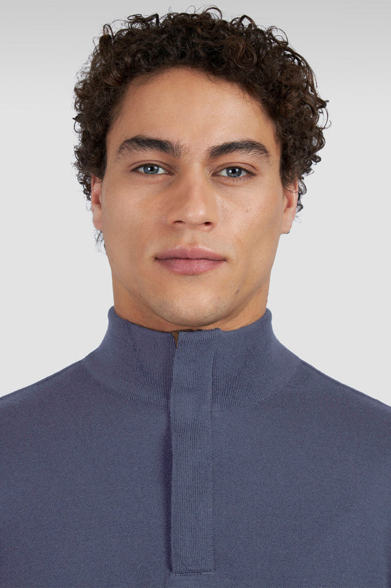 Paul & Shark - Chandail col zip de laine d'été avec Alcantara®