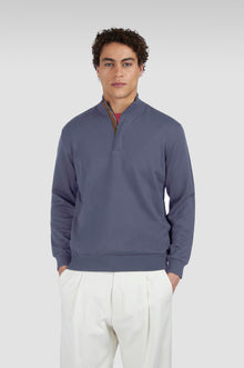 Paul & Shark - Chandail col zip de laine d'été avec Alcantara®