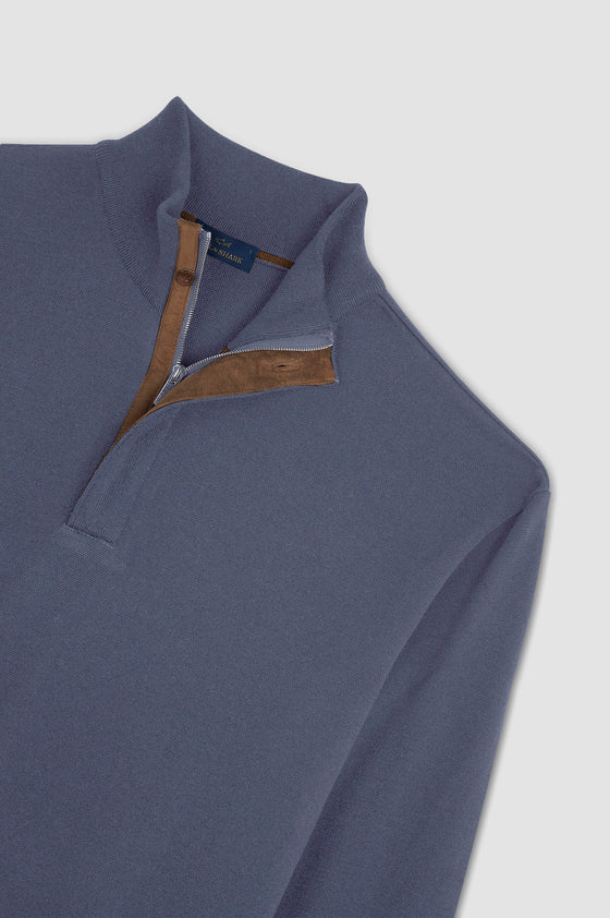 Paul & Shark - Chandail col zip de laine d'été avec Alcantara®