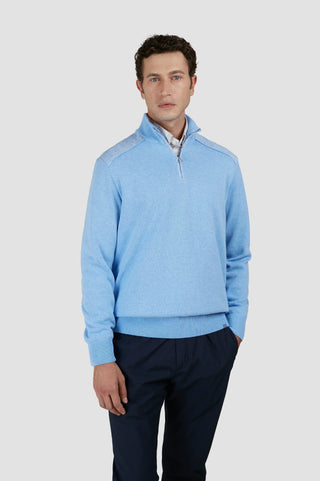 Paul & Shark - Chandail col zip de coton Fresco avec appliqués de lin