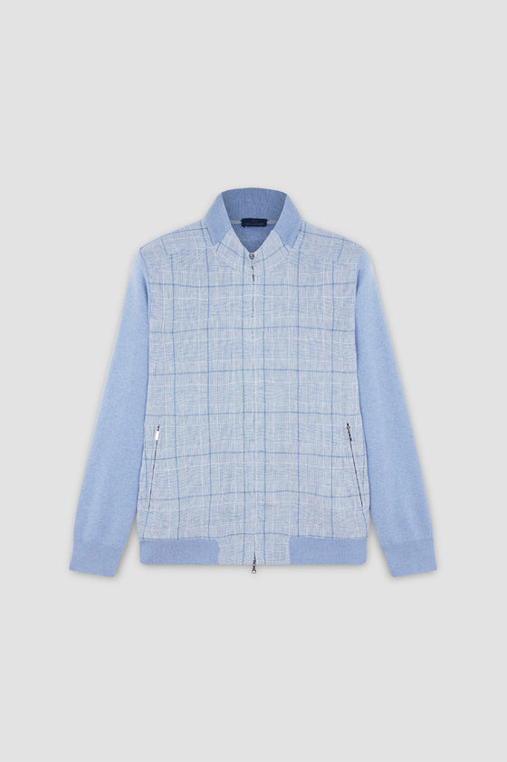 Paul & Shark - Cardigan zippé en lin écossais et coton