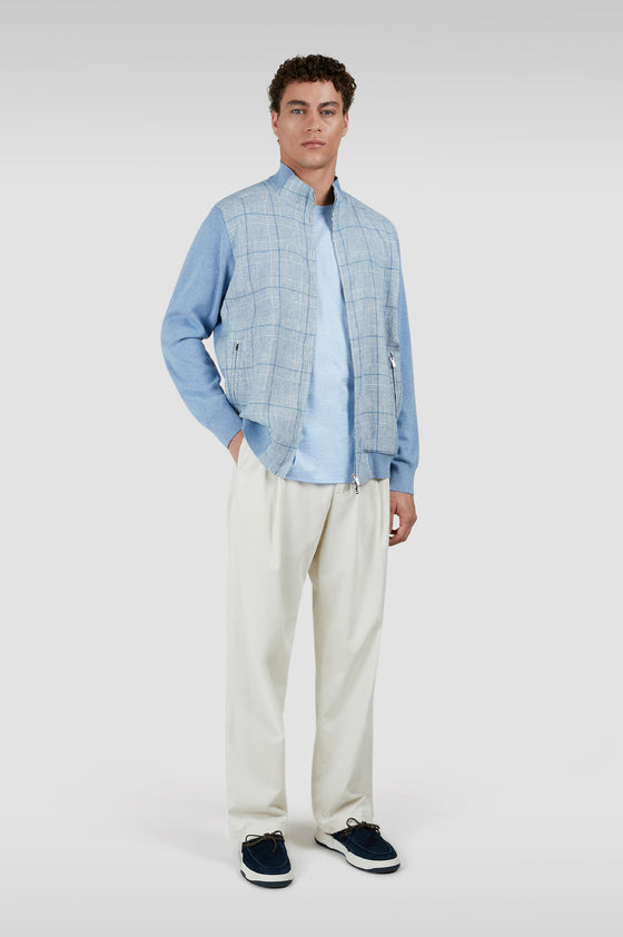 Paul & Shark - Cardigan zippé en lin écossais et coton