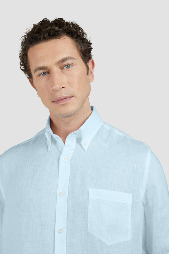 Paul & Shark - Chemise unie de lin manches courtes