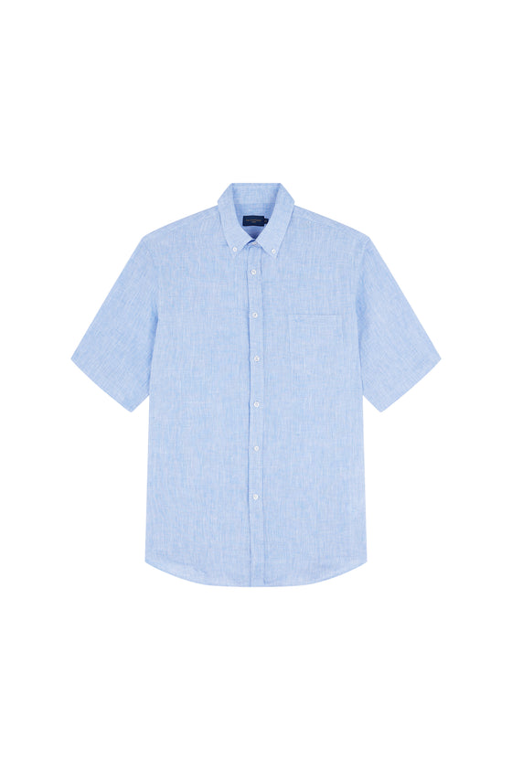 Paul & Shark - Chemise unie de lin manches courtes
