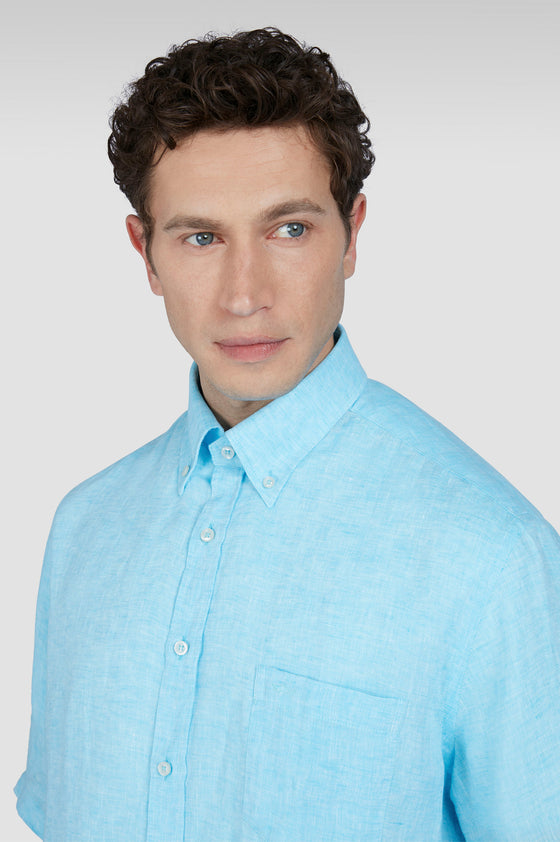 Paul & Shark - Chemise unie de lin manches courtes