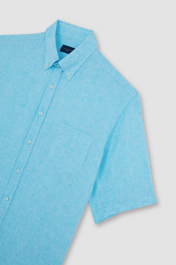 Paul & Shark - Chemise unie de lin manches courtes