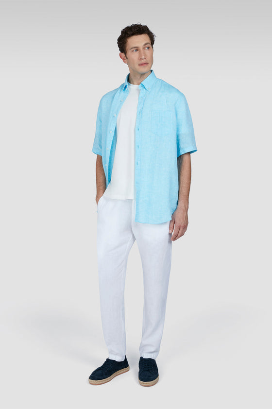 Paul & Shark - Chemise unie de lin manches courtes