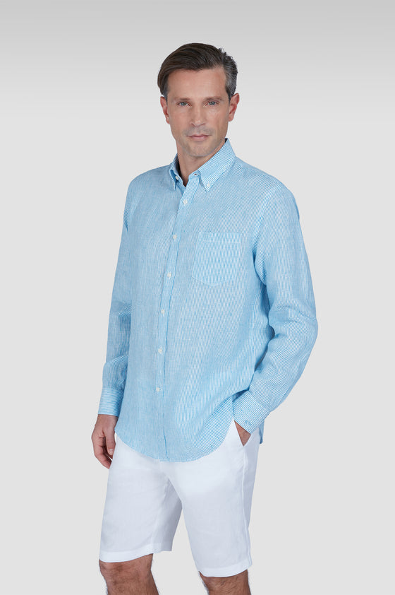 Paul & Shark - Chemise de lin manches longues à rayures