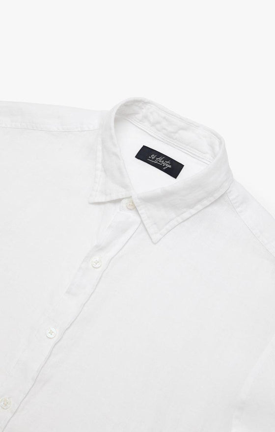 34 Heritage - Linen Chambray Shirt Bright White - LE CAPITAINE D'A BORD