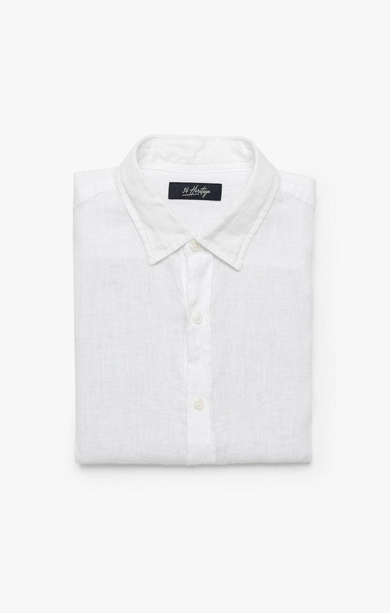 34 Heritage - Linen Chambray Shirt Bright White - LE CAPITAINE D'A BORD