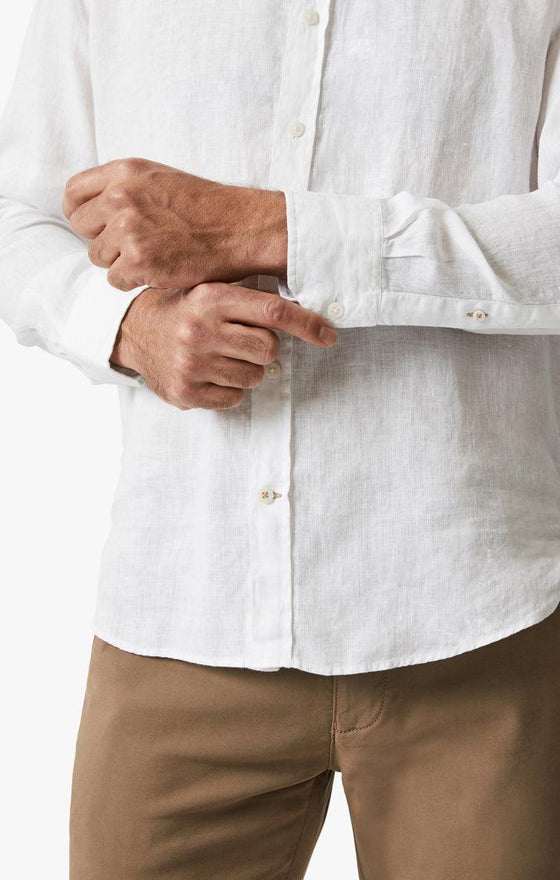 34 Heritage - Linen Chambray Shirt Bright White - LE CAPITAINE D'A BORD