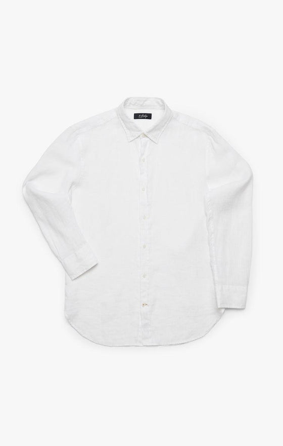 34 Heritage - Linen Chambray Shirt Bright White - LE CAPITAINE D'A BORD