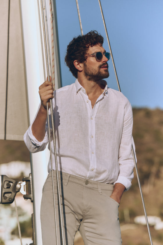 34 Heritage - Linen Chambray Shirt Bright White
