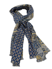  Hemley - Foulard de soie réversible paisley et motifs