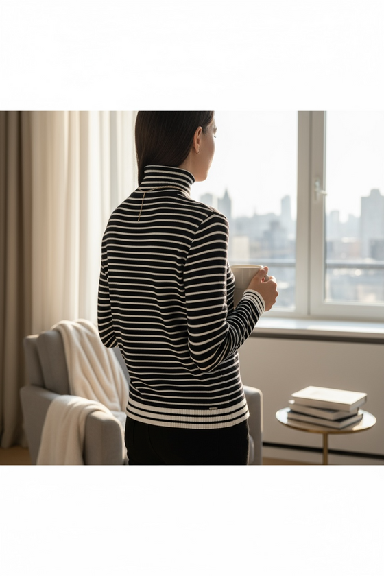 Paul & Shark Ladies - Chandail rayé col roulé de laine