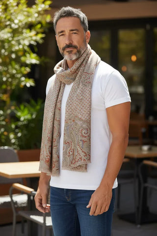 Hemley - Foulard de soie réversible paisley et motifs