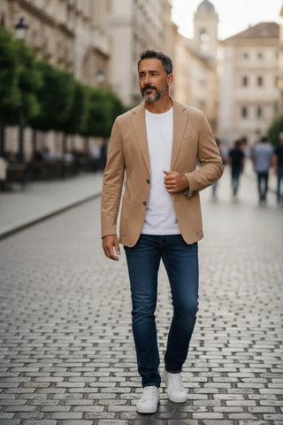 Emanuel Berg - Veston délavé mélange coton et soie 2-Button D-Constructed Jacket - Medium Brown
