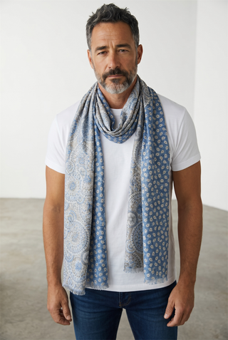 Hemley - Foulard de soie réversible cercles et motifs