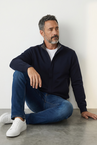Paul & Shark - Cardigan de laine avec détails Alcantara®