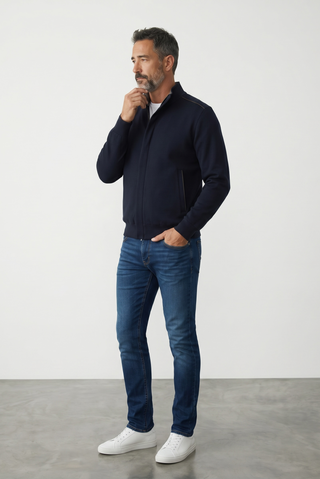 Paul & Shark - Cardigan de laine avec détails Alcantara®