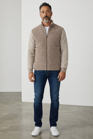 Paul & Shark - Cardigan de laine hybride avec devant de velours cordé