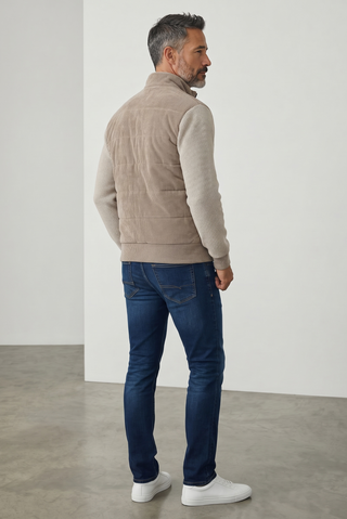 Paul & Shark - Cardigan de laine hybride avec devant de velours cordé