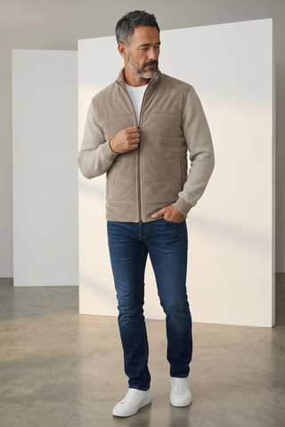 Paul & Shark - Cardigan de laine hybride avec devant de velours cordé