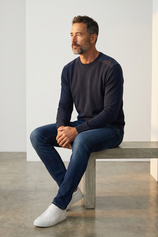 Paul & Shark - Chandail col rond de laine Summer Wool avec appliqués Loro Piana