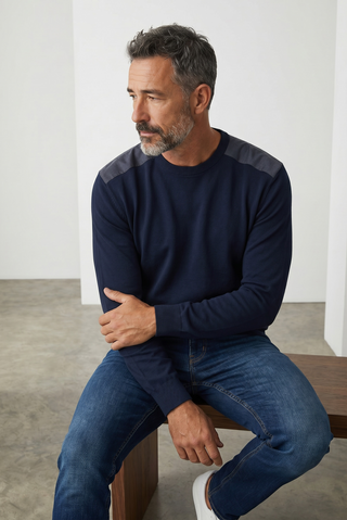 Paul & Shark - Chandail col rond de laine Summer Wool avec appliqués Loro Piana