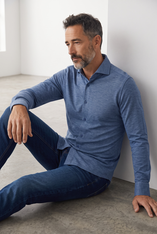 Emanuel Berg - Chemise manches longues Premium Quality Jersey - Modern Fit - Dark Blue