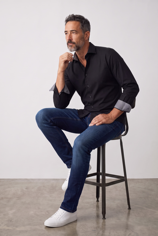 Emanuel Berg - Byron - Chemise manches longues unie Albini 4Flex - Modern Fit - Noir