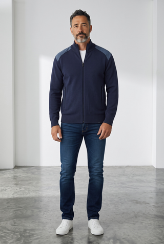 Paul & Shark - Cardigan de laine avec appliqués de velours cordé