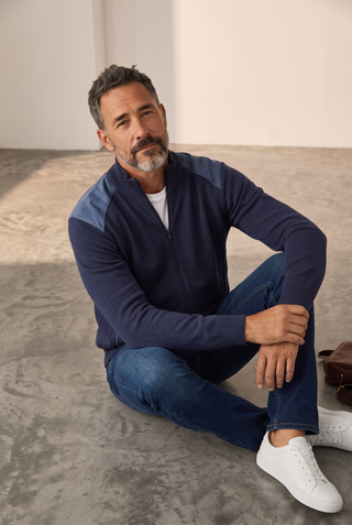Paul & Shark - Cardigan de laine avec appliqués de velours cordé