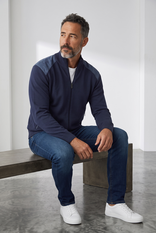 Paul & Shark - Cardigan de laine avec appliqués de velours cordé