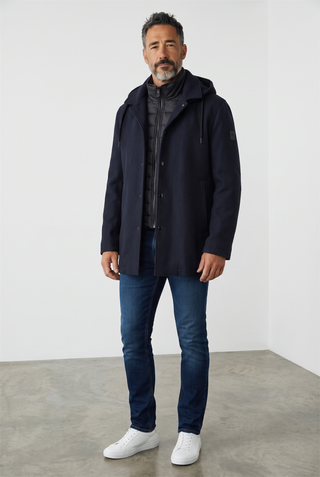 Digel - Damian - Manteau de laine avec capuchon et col détachable