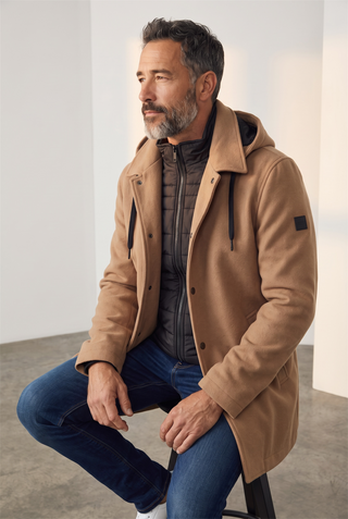 Digel - Damian - Manteau de laine avec capuchon et col détachable