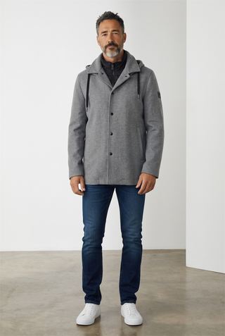 Digel - Damian - Manteau de laine avec capuchon et col détachable