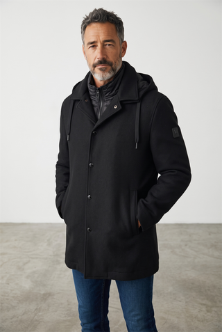 Digel - Damian - Manteau de laine avec capuchon et col détachable